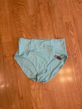 Adore Me Rachelle Textured High-Waist Bikini Bottom in Aquamarine